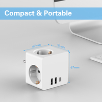Prise multiple intelligente EU avec chargeur rapide PD25W, 3 ports USB, protection contre les surtensions en cuivre 16A, prise murale intelligente