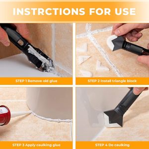 <span class=keywords><strong>3</strong></span> In <span class=keywords><strong>1</strong></span> Siliconen Kitgereedschap Met 4 Afwerkingsgereedschap Voor Het Afwerken Van Kit Voegmiddel Verwijderen Schraper Voor Keukenvloer In De Badkamer - Product Image 2