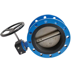 Válvula de Mariposa de Doble Excéntrico con Engranaje de Gusano de Hierro Fundido y Sello de PTFE para Control de Tuberías Industriales - Product Image 1