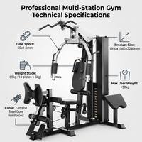 Machine de musculation tout-en-un robuste pour la maison avec pile de poids de 65 kg, équipement de fitness pour l'entraînement complet du corps