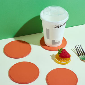 Posavasos de café de cuero para oficina RFS, posavasos de hotel redondos antideslizantes personalizados al por mayor, juegos de posavasos para bebidas - Product Image 5