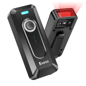 Eyoyo 2D蓝牙条形码扫描仪无线带夹，2000毫安电池带电平指示器，便携式迷你二维码阅读器