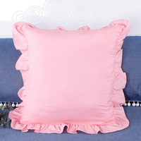 XinLan taies d'oreiller décoratives avec volants couleur unie Shabby Chic ferme housse de coussin pour salon