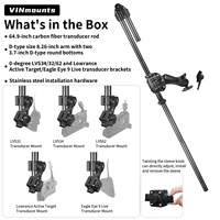 Support de sondeur VINmounts en fibre de carbone, 1650 mm, réglable, rotation à 360 degrés, pour sondeur de pêche, support de sonde pour bateau marin