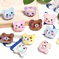 Pendentifs Perles en Acrylique UV Brillant Motif Tête d'Ours Mignon Certifiés AIGS CN pour Stylo ou Porte-clés