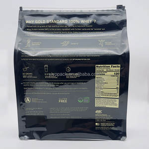 Impresión personalizada 1kg 2Kg 5Kg Proteína de suero en polvo Aislar Fondo plano Embalaje cuadrado Bolsa de plástico con cremallera - Product Image 4