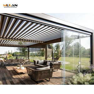 <span class=keywords><strong>MULAN</strong></span> personnalisé moderne extérieur en aluminium pergola étanche coupe-vent pavillon de jardin automatique toit Louvre revêtement en poudre finition - Product Image 5