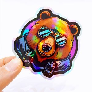 Hojas Holográficas Autoadhesivas Resistentes a los Rayos UV, Adhesivo de PVC Limpio con Diseño de Anime, Etiqueta Personalizada con Logotipo, Adhesivos de Vinilo Cortados a Troquel - Product Image 2