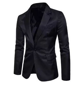 <span class=keywords><strong>Giacca</strong></span> <span class=keywords><strong>Blazer</strong></span> Monopetto di Alta Qualità per Uomo, Blu Chiaro, Antipiega, con Chiusura a Bottoni - Product Image 4