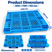 Palette en plastique renforcé d'acier robuste HUADING 1400*1100*150 mm pour le stockage et l'entreposage en rack