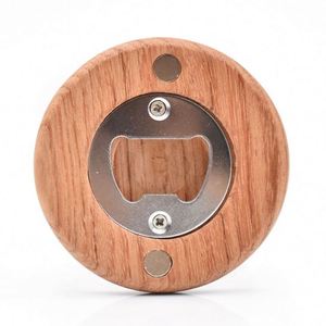 Magnetic Custom Beer Bottle Opener Round Red Pearwood Magnetic Fridge Magnet Bottle Opener - Product Image 3