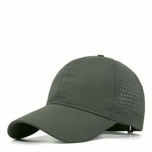 Casquette de baseball en toile imperméable à 6 panneaux, style sportif et formel, avec trous découpés au laser, pour le golf, vente en gros - Product Image 5
