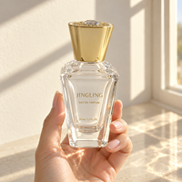 Flacon de parfum vide haut de gamme de 50 ml, flacon unique à facettes avec bouchon décoratif doré, emballage personnalisé