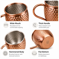 Mug à bière et vin ovale en acier inoxydable à paroi simple de 14/18 oz, motif martelé, avec poignée, idéal pour les voyages – Vente en gros personnalisée