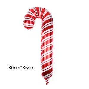 Christmas Candy Cane Balloons Mylar Foil Balloons Sweet Candy Inflatable for Christmas New Year Candy Party Deco