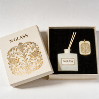 Flacon diffuseur de parfum vide en verre craquelé bleu mat, blanc et noir, 120 ml, forme fiole, pour arôme d'intérieur, rechargeable
