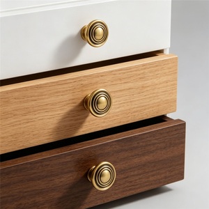 Modern American Bronze Single-hole Light Luxury Simple Concentric Circle Durable Zinc Alloy <b>Cabinet</b> Wardrobe Drawer Handle - Product Image 2