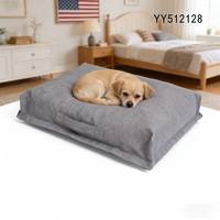 YANGYANGPET Lit pour chien en tissu imitation lin moderne et élégant pour l'hiver, rembourrage en mousse déchiquetée, doux, en carton