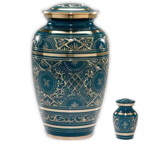 Engraved Metal Ashes Urn Adult Size Funeral Container <b>Memorial</b> <b>Vase</b> Burial Storage for Human Remains Decorative Holder - Product Image 1