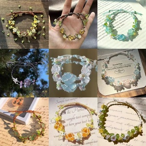 Colección Original <span class=keywords><strong>de</strong></span> corona <span class=keywords><strong>de</strong></span> cristal sintético <span class=keywords><strong>de</strong></span> macramé, bolsa <span class=keywords><strong>de</strong></span> malla tejida pura hecha a mano, pulsera tallada, regalo para novias - Product Image 4