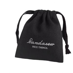 Bolsas de Algodón Ecológicas Negras Personalizadas con Cordón para Joyería, Pulseras, Anillos y Aretes - Product Image 3