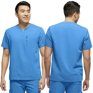 men's new style V-shaped neckline designs uniform breathing and fits jogger scrubs sets uniforms for men scrub suit