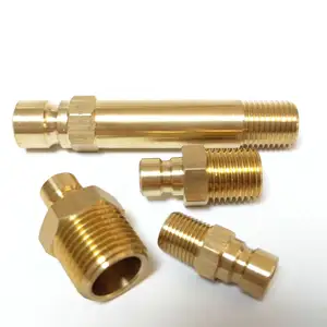cnc machined coupling ms 3 cp brass extension nipple fire hose adapter nipple with BSP NPT thread