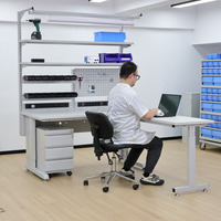Banc de test électronique Detall avec alimentation intégrée, rail de montage, étagère pour multimètre, tapis antistatique, ISO 9001