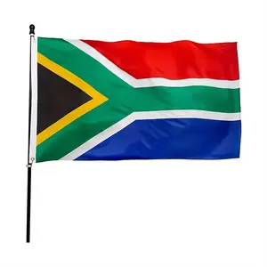 Grosir bendera nasional Afrika Selatan stok serat poliester 3x5 kaki bendera, warna cerah spanduk luar ruangan dalam ruangan