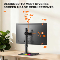 Soporte de Monitor de un Solo Brazo Khcoohoo Personalizado, Soporte de TV de Escritorio de Aleación de Acero, Inclinación de 90°, Rotación de 360° para TV de 13"-27", Capacidad de Carga de 8 kg
