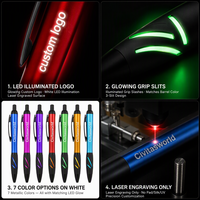 Bolígrafo LED de Doble Luz con Logotipo Láser, Empuñadura Metálica, Iluminación Simultánea en 7 Colores, Regalo Corporativo Promocional Personalizado