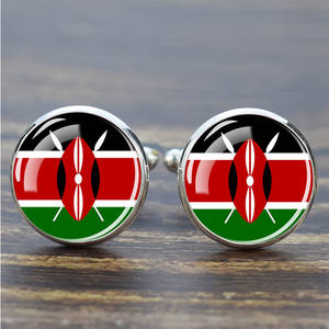 กระดุมข้อมือธงชาติแอฟริกาสำหรับผู้ชายของขวัญเครื่องประดับโลโก้ที่กำหนดเอง - Product Image 1