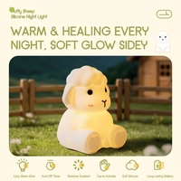 Lampe de chevet en silicone en forme de mouton moelleux, veilleuse tactile USB rechargeable, à changement de couleur et intensité variable, petite lampe de table
