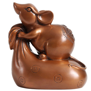 Ratón de la Fortuna de Cobre, Adorno de Cobre del Zodiaco, Artesanía de Ratón, Decoración para el Hogar u Oficina, Regalo Chino - Product Image 4
