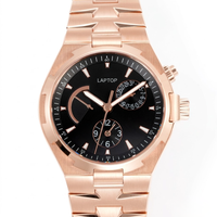 Montre mécanique automatique de luxe pour homme de marque haut de gamme, boîtier en or rose, cristal saphir, aiguilles lumineuses