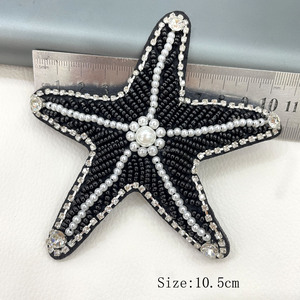 PH129 Benutzer definierte handgemachte meeres tiere Seestern Perlen Strass <span class=keywords><strong>Patch</strong></span> 3D Glitter Applique für Kleidung Tasche Hut - Product Image 3