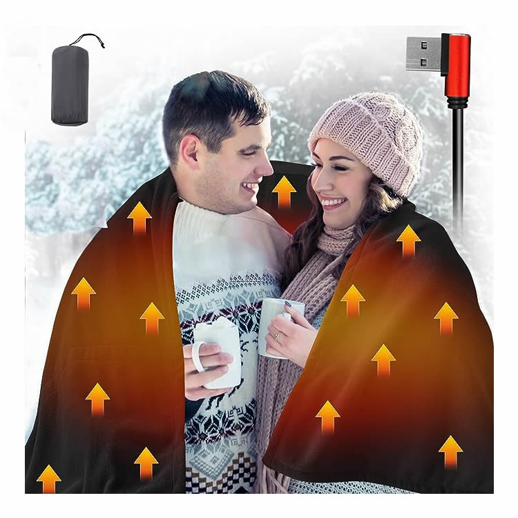 Logo personalizzato indossabile elettrico USB riscaldato coperta avvolgere scialle con cerniera Poncho portatile avvolgere per ufficio e donna