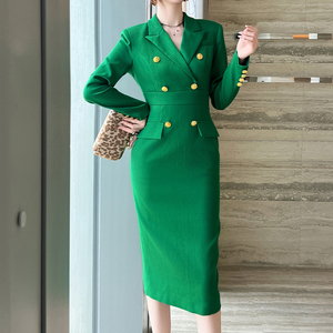 formal green long dress Green Embellished High Neck Long Sleeve A Line Gown main image 1