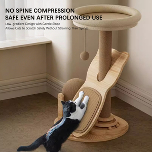 Pohon Panjat Kucing <span class=keywords><strong>Sisal</strong></span> Multifungsi Kompak dengan Tiang Garuk, Bola Mainan Berputar, dan Desain Ringkas - Product Image 3