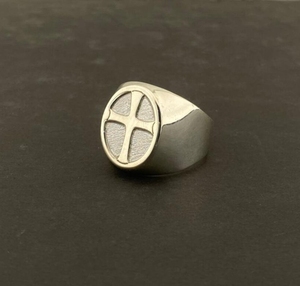 Bague grande bague du pape avec croix plaqué argent bague de pape personnalisée Thanksgiving nom personnalisé bijoux cadeau de noël - Product Image 2