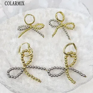 Gold bead Bow-knot gold beads handmade Jewelry Gift Bead Twisted bow tie shape earrings