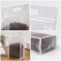 Sachet d'emballage de café premium avec valve et fermeture éclair, pochette à fond plat personnalisée pour grains torréfiés, sachet de café à huit soudures latérales
