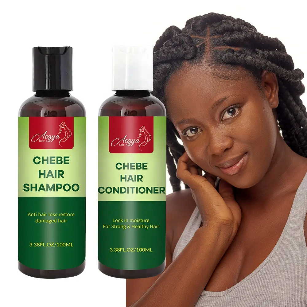 Custom logo Organic Nourishes scalp anti-hair breakage Helps Hair Growth Herbal Hair Care Oil Chebe Shampoo Chebe Conditioner