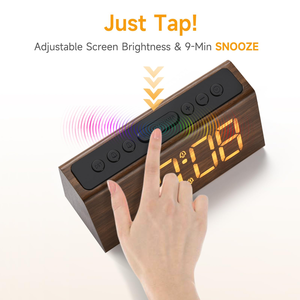 Horloge numérique en bois avec affichage à grands chiffres, 4 niveaux de luminosité réglables, alarme puissante jusqu'à 95 dB, alimentation par prise secteur, fonction snooze de 5 minutes, facile à utiliser - Product Image 6