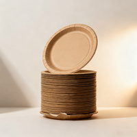 Assiette en papier compostable écologique jetable de sept pouces personnalisée, prix d'usine, pour les fêtes