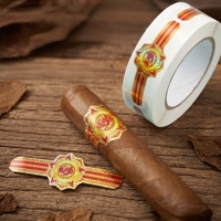 Étiquettes autocollantes personnalisées de haute qualité pour anneaux de cigares, estampage à chaud en feuille d'or, étiquette de bande de cigare gaufrée