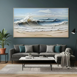 Minimalist Custom Oil Painting Sea Wave Textured Hand Painted <b>Canvas</b> Wall Art Gift Decorative Original Artwork Home Hotel Decor - Product Image 6