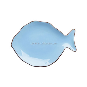 Nuevo Producto, Vajilla Pintada a Mano, Plato de Porcelana <span class=keywords><strong>para</strong></span> Cena, Plato de Cerámica con Forma de Pez - Product Image 5