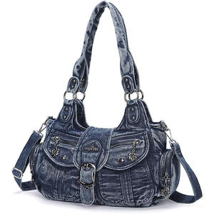 Sac bandoulière hobo en <span class=keywords><strong>jean</strong></span> personnalisé, sac à main décontracté en <span class=keywords><strong>jean</strong></span> pour femme, grande capacité, multi-poches, sac à bandoulière en <span class=keywords><strong>jean</strong></span> - Product Image 1