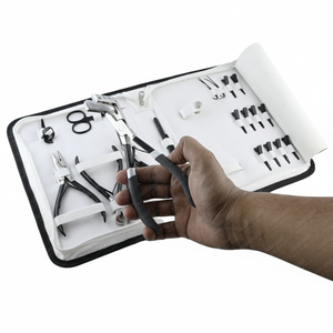 Customizable Salon hair extension Tools kit micro bond pliers long tape extension tool micro link hair plier curved <b>needle</b> clips - Product Image 1